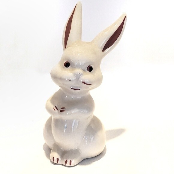 Vintage Hull Pottery Rabbit Cotton Ball Dispenser Circa 1940s Easter Bunny - Picture 1 of 10
